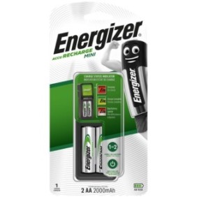 Mini caricabatteria (R6/AA, R03/AAA) + 2 batterie R6/AA, Energizer, 2000 mAh