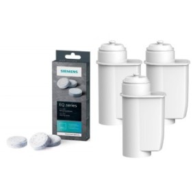 Kit di manutenzione per macchina da caffè espresso Bosch/Siemens/Gaggenau, Siemens, 3 filtri per l'acqua Aqualogis AL-Inte, pastiglie detergenti serie EQ