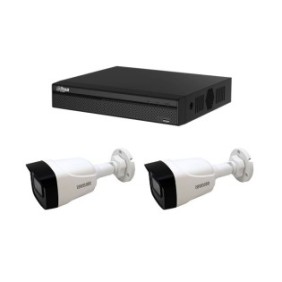 Kit professionale 2 telecamere di sorveglianza 8MP 4K Ultra HD, IR 80m e DVR Pentabrid 4 canali 4K più Sorgenti, Cavo, Spine