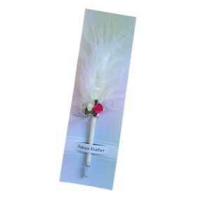 Penna Feather Writer, con piuma e accessorio, elegante, Naimeed D5230, Bianca