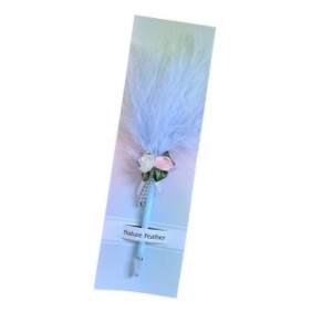Penna Feather Writer, con piuma e accessorio, elegante, Naimeed D5230, Bleu