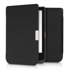 Cover per PocketBook Touch Lux 4/Basic Lux 2/Touch HD 3, Pelle ecologica, Nero, 46215.01