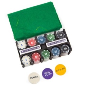 Set da poker professionale, Texas Hold'em, 200 fiches con valori incisi, 5 colori + accessori