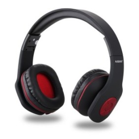 AUSDOM AH862 Cuffie Bluetooth 4.1, over-ear, tempo di riproduzione fino a 18 ore, nero-rosso
