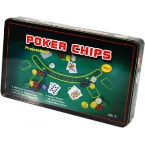 Set da poker in scatola di metallo da 300 fiches Pro Edition