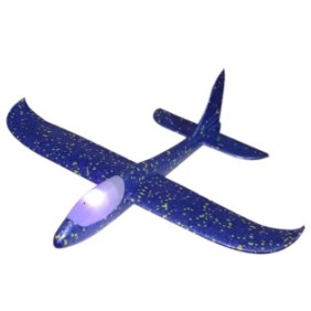 Aliante, aereo con luci, realizzato in materiale polipropilene EPP, blu con giallo