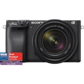 Fotocamera mirrorless Sony Alpha A6400 MB, 24.2 MP, APS-C, attacco E, 4K HDR, messa a fuoco 4D, time-lapse, ISO 100-32000, nero + obiettivo SEL18135 18-135 mm