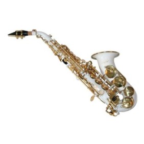 Sassofono soprano curvo Karl Glaser® Sopranina Bb chiavi in oro BIANCO Sassofono bianco e oro
