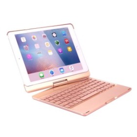 Custodia con tastiera LED wireless Bluetooth per iPad Air, iPad Air 2, iPad Pro 9.7, iPad 9.7 2017, 2018, oro rosa, HOPE R