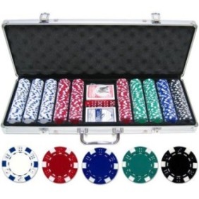 Set poker con 500 chips in ABS (11,5g) modello DICE e custodia in alluminio