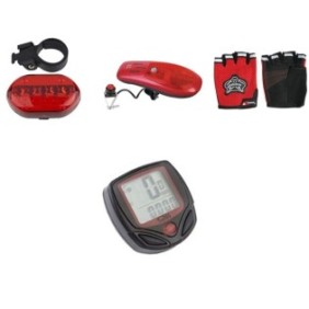 Pacchetto tachimetro digitale per bicicletta cablata 15 funzioni Allarme rosso/nero lucciole e guanti inclusi YTGT-50001.5ALM
