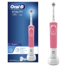 Spazzolino elettrico Oral-B Vitality D100 3D Bianco, 7600 Oscillazioni/min, pulizia 2D, 1 programma, 1 estremità, Rosa