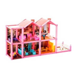 Casa delle bambole MalPlay, con mobili e figurine, 136 pezzi, alta 36 cm