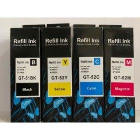Set completo di 4 inchiostri compatibili HP GT-51 Nero GT52 Giallo, Ciano, Magenta