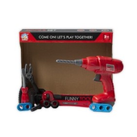Set di giocattoli interattivi per bambini, kit con attrezzi e attrezzi, nero/rosso, 13 pezzi