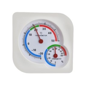 Igrometro con termometro analogico Iso Trade, 7,5 x 1,3 cm, Bianco