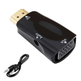 Adattatore TechONE™ da HDMI a VGA, porta maschio-femmina, unidirezionale, spina placcata oro, cavo 15 cm, nero