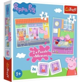 Set Trefl 2 in 1, gioco di memoria e puzzle, Peppa Pig, 30/48 pezzi