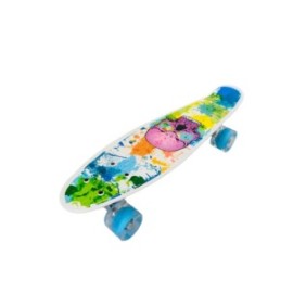 Penny board portatile con ruote luminose blu, Teschio Rosa, multicolore, 55 cm, Shop Like A Pro®
