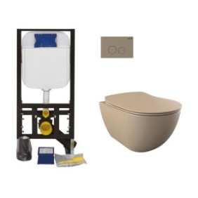 Set sospensione WC Creavit Rim Off FE322-11CM Tappetino per cappuccino + tanko interrato, portello per cappuccino, lido a chiusura lenta