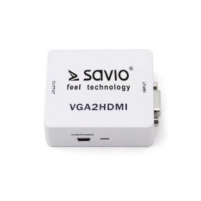 Convertitore adattatore VGA a HDMI Full HD 1080p 60 Hz, Savio CL-110, Video/Audio, Bianco