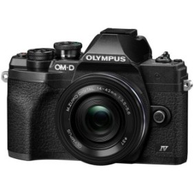 Fotocamera mirrorless Olympus E-M10 Mark IV + obiettivo M.Zuiko Digital ED 14-42mm F3.5-5.6 EZ (zoom pancake), Nero/Nero