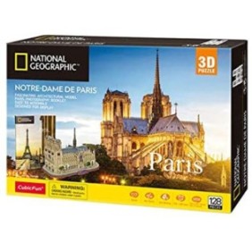 Divertente puzzle 3D cubico - National Geographic, Notre Dame Paris, 128 pezzi