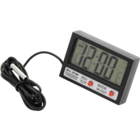 Termometro digitale con pannello LCD e orologio Blow OEM TH002 50-311, nero