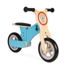 Bicicletta senza pedali Janod - Bikloon Little Racer, in legno, blu, per bambini