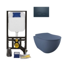 Creavit FE320.00BM Set WC sospeso in basalto opaco con funzione bidet, cassetta interrato, porta in basalto, lido a chiusura rallentata