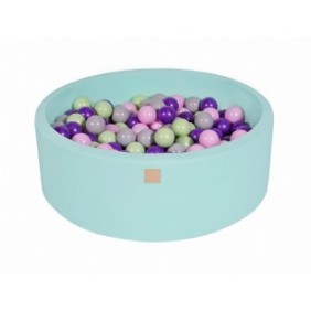 Piscina di palline a secco Meowbaby, 200 palline (rosa pastello, grigio, viola, verde chiaro), 90 x 30 cm, menta