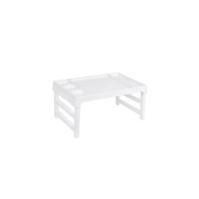 Tavolino pieghevole per letto/divano, plastica, bianco, 46x26x22 cm