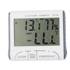 Termometro ambientale digitale con igrometro, montaggio su scaffale o tavolo, bianco