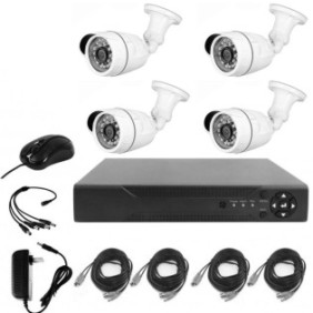 Kit sistema di sorveglianza con 4 telecamere Full HD da interno/esterno, infrarossi, connessione internet