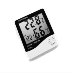 Termometro e igrometro digitale per ambiente, design sottile, orologio, bianco