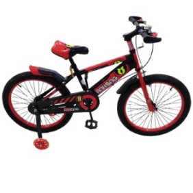 Bicicletta Go Kart Ankang, 16 pollici, con faro, per bambini 4-6 anni, ruote ausiliarie in silicone, parafanghi, colore rosso e nero