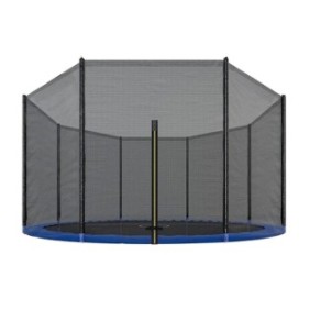 Rete protettiva per trampolino elastico di diametro 396 cm, a 8 pali, in polipropilene, Nero