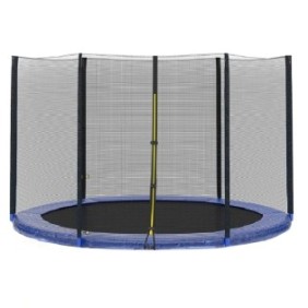 Rete di sicurezza per trampolino elastico diametro 250 cm, 6 pali, in polipropilene, Nero