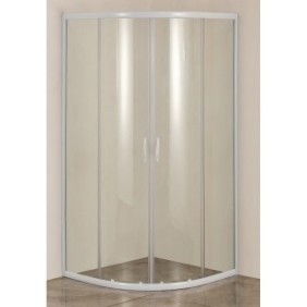 Box doccia semitondo Kroner Ecoround 79CD4000, 2 ante scorrevoli, vetro di sicurezza, 4mm, vetro trasparente, profilo bianco, L.80xL.80xH.180 cm
