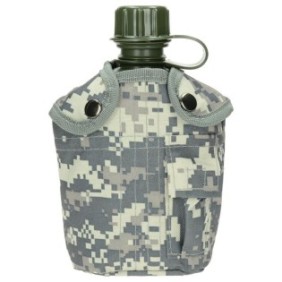 Bottiglia con coperchio MFH, Camouflage AT-digital, Polietilene, 1 L, Verde