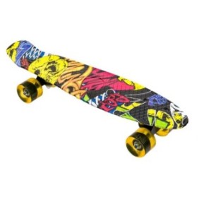 Skateboard Pennyboard con disegno graffiti, Multicolor, 55 x 14 x 10 cm