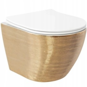Vaso WC EGO Carlo Scopino Rimless Oro, Lucido, Oro, 49x37 cm, installazione sospesa, coperchio in Duroplast, ceramica sanitaria