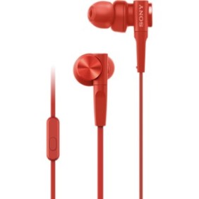 Sony MDRXB55APR Cuffie intrauricolari, Bassi extra, microfono, cablato, rosso