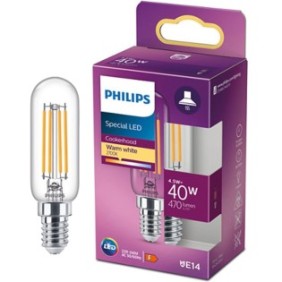 Lampadina LED classica candela/specchio Philips Classic T25L, E14, 4,5 W (40 W), 470 lm, luce bianca calda (2700 K), classe energetica F