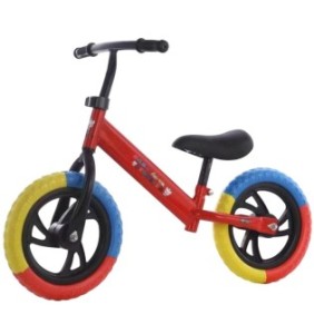 Bicicletta senza pedali, per bambini da 2 a 5 anni, Rossa con ruote in 3 colori