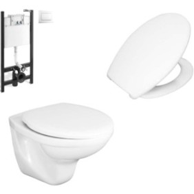 Pacchetto toilette Roca-Fayans, cassetta interrata, WC sospeso, ceramica, bianco