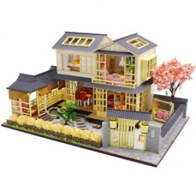 Modello di casa in miniatura, Oriente, 30 cm x 20 cm x 19 cm, miniatura fai da te, lampadine LED, Habarri, multicolore
