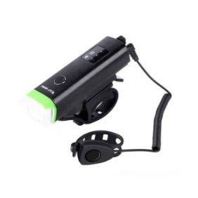 Faro per bicicletta con sensore luce e clacson/campanello, impermeabile, con ricarica USB