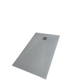 Piatto doccia in composito 70 x 180 cm con sifone di scarico e griglia in acciaio inox, Kompotech, Concrete Stone