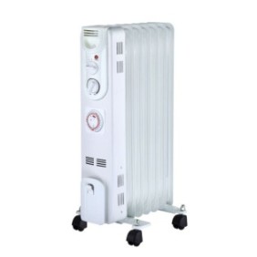 Radiatore elettrico professionale KlaussTech, potenza 1500 W, dimensioni 650 x 250 mm, 3 livelli di calore, portatile, colore bianco